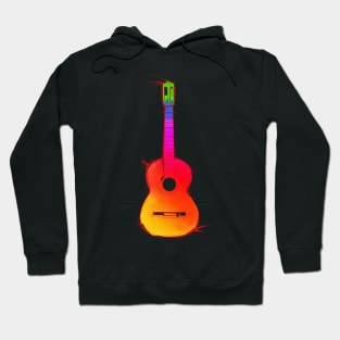 rainbow colored guitar Hoodie